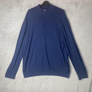 Hawker Rye Sweater Mens Extra Large Blue Cotton Cashmere Half Zip Pullover XL